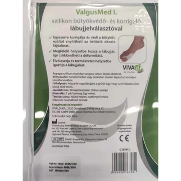 ValgusMed I. szilikonos bütyökvédő és korrigáló lábujjelválasztóval