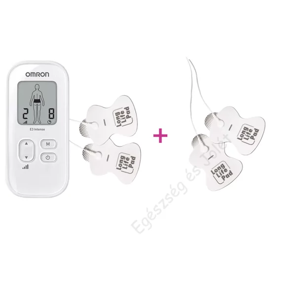 OMRON E3 Intense Prémium csomag: E3 TENS készülék +  1 pár tartós tapadópárna